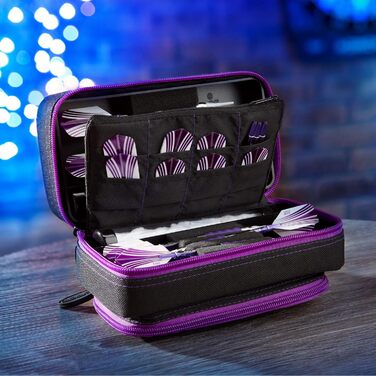 Футляр Casemaster Plazma Pro для 6 дротиків (м'які та сталеві), з великою передньою кишенею для телефону, відділеннями для насадок, амазонітовий кант