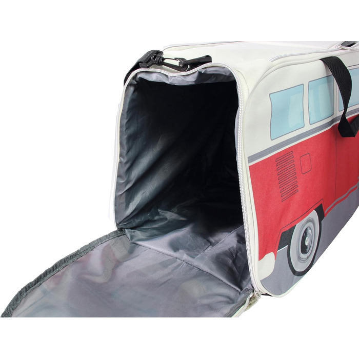 Сумка BRISA Volkswagen T1 Bulli, ретро-спортивна, через плече, велика, червоно-бежева, 60x30x30 см