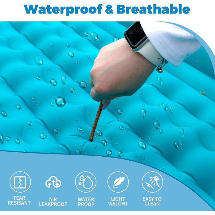 Надувна туристична матрац Isomatte для кемпінгу, самонадувна, ультралегка, для 2 осіб, з насосом та подушкою, блакитна