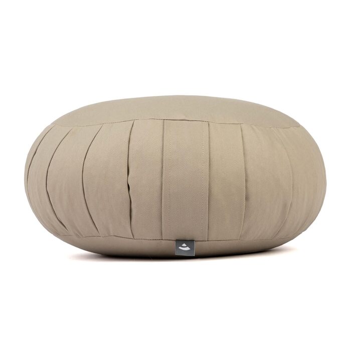 Подушка для медитації Bodhi Zafu ECO: Класична кругла подушка для йоги з органічної бавовни та дрібного жита, висота 19 см (світло-бежевий)