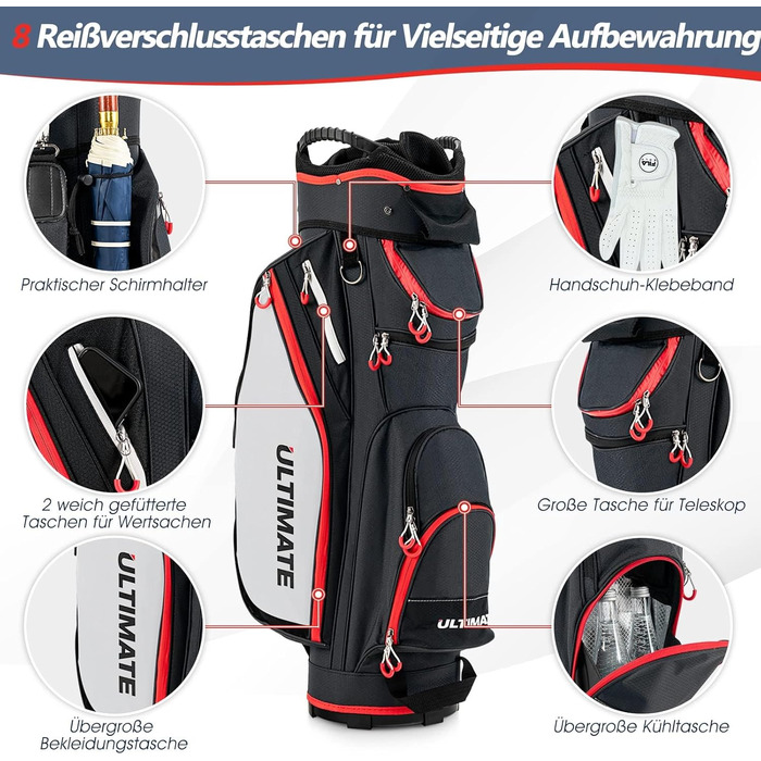 Сумка для гольфу FANTASK 14 відділень, чорна, 10.5'