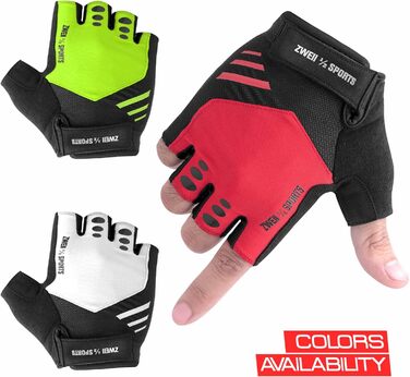 Чоловічі велосипедні рукавички напівпальці, дихаючі, для відпочинку та спорту, з гелевою підкладкою, антиковзаючі, для активного відпочинку та тренувань, зелені (XL, червоні)