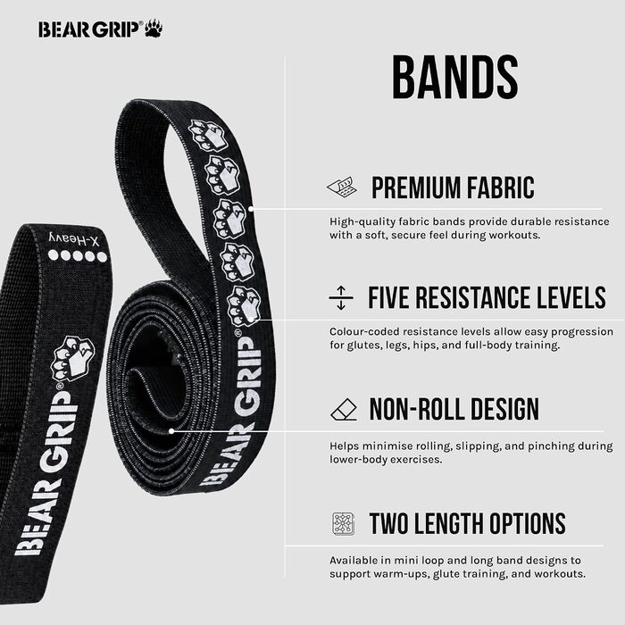 Стрічки для підтягувань Bear Grip: для йоги, мобільності, кросфіту, багатокольорові