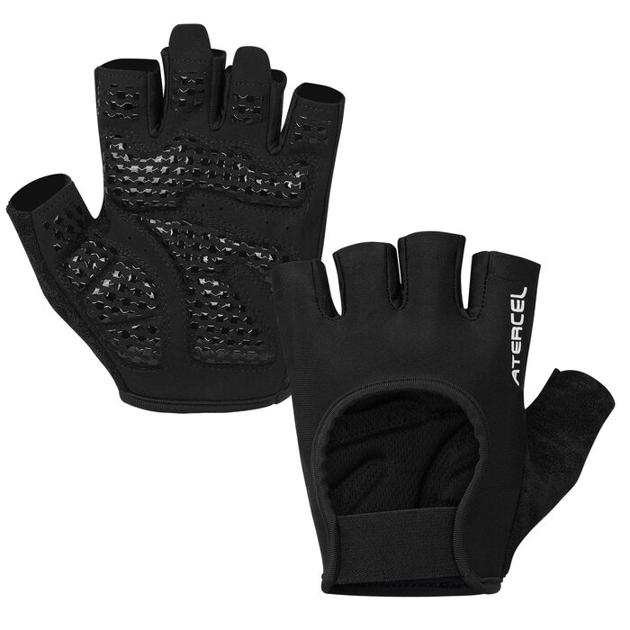 Фітнес рукавички ATERCEL для жінок та чоловіків - неслизькі дихаючі рукавички для тренувань з преміальним зчепленням та захистом долонь для силових тренувань, спортзал, воркаут, тренування. Чорний колір