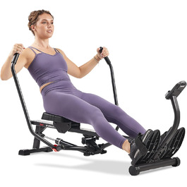 Інтелектуальний компактний гребний тренажер Sunny Health & Fitness SF-RW5639SMART, повний тренаж для всього тіла, м’який рух, подовжена напрямна, вантажопідйомність 159 кг