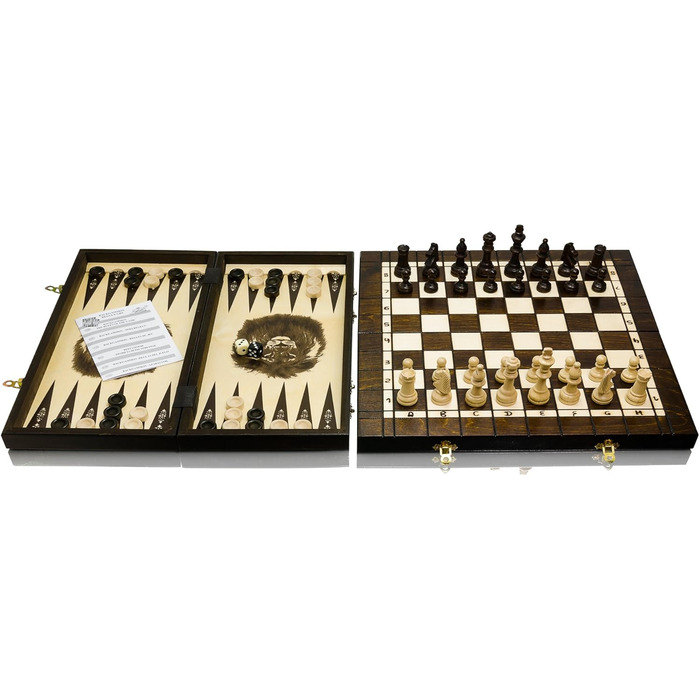 Набір 3в1 Шахи, Нарди, Дама Master of Chess XL 40 см, ручна робота, дорожній набір для дітей і дорослих