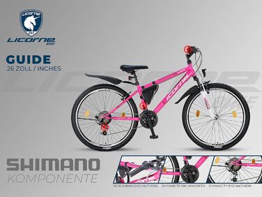 Гірський велосипед Licorne Bike Guide Premium 26 дюймів, 21 швидкість, для дівчат, хлопців, жінок та чоловіків