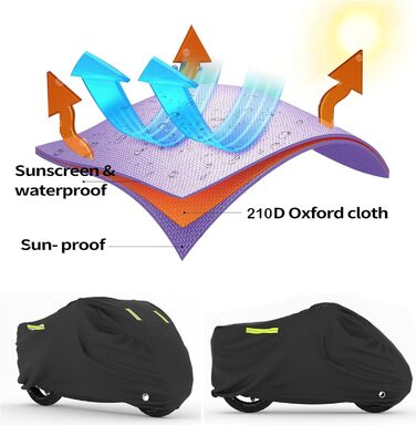 Водонепроникний чохол для мотоцикла XXXL з тканини 420D Oxford, універсальний захисний тент для мотоцикла та скутера з отвором для замка, 265x105x133 см