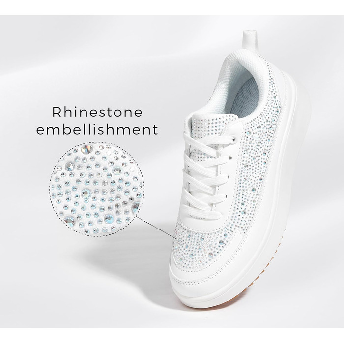 Кросівки жіночі Lucky Step на платформі з камінням, білі - стильні кежуал для прогулянок
