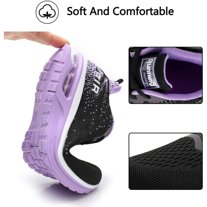 Жіночі кросівки для бігу AFFINEST: дихаючі, з антиковзанням, легкі, амортизуючі, сітчасті, чорно-фіолетові (36 EU)