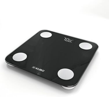 Ваги для тіла Kubo з Bluetooth, аналіз складу тіла, 13 показників, для Android/iOS, 180 кг, чорний