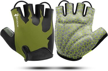 Рукавички для велосипеда чоловічі літні напівпальцеві MTB, рукавички для гірського велосипеда/шосе, рукавички для велосипеда для чоловіків та жінок, дихаючі, з антиковзаючим покриттям та амортизацією, білі (XL, Оливковий)