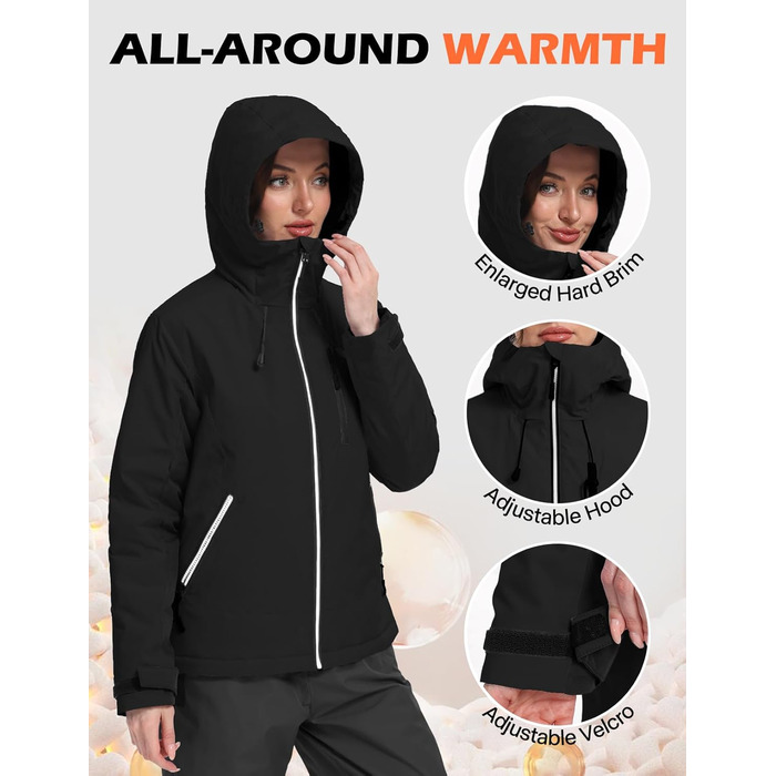 GEYSE Daen: Водонепроникна зимова куртка, сноуборд, снігова куртка, ізольована, з капюшоном, кольори: фіолетовий, помаранчево-фіолетовий (S, чорний)