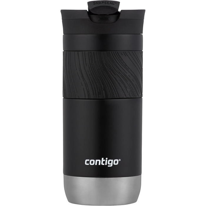 Термокружка Contigo Byron Snapseal 470 мл, нержавіюча сталь, Licorice - герметична, для кави, без BPA