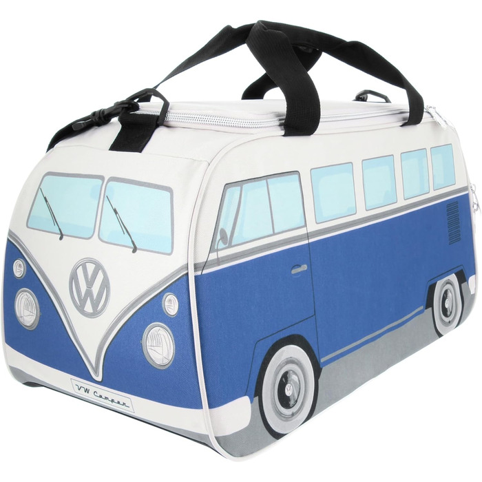 Сумка BRISA VW Retro-Sport у формі автобуса Volkswagen T1 Bulli, синьо-бежева, мала (50x25x26 см), через плече, для фітнесу
