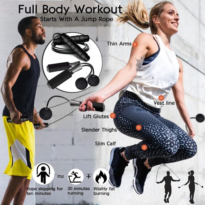 Скакалка Enouke (2 шт.): для кардіотренувань, дорослих та дітей, чорного кольору