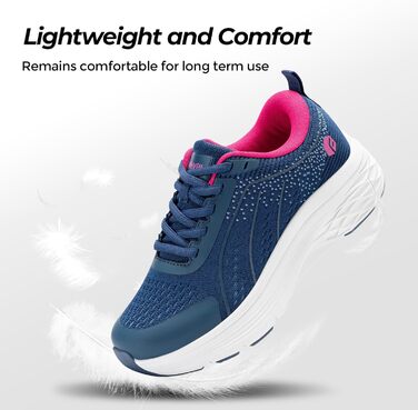 Жіночі кросівки FitVille для ходьби та бігу - широкі, дихаючі, з антиковзкою підошвою, для занять спортом та фітнесом (41 EU, блакитний, неоновий рожевий)