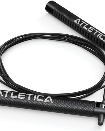 Скакалка ATLETICA J2 Speed Rope | Версія 2 з новими ручками та покращеними підшипниками | Легке сталеве канат для швидких стрибків, розминки та кардіо