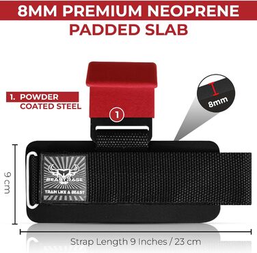 Набори для важкої атлетики BEAST RAGE: хрестовини, ремені для зап'ястя, неопренові пов'язки, неслизькі фітнес-бандажі для чоловіків та жінок (червоний)