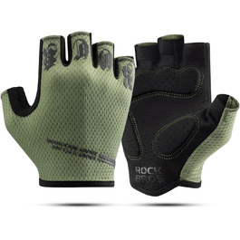 Велосипедні рукавички ROCKBROS для чоловіків та жінок, напівпальцеві, з антиковзким покриттям та амортизацією, літні, для гірського та шосейного велосипеда, розмір M, зелені