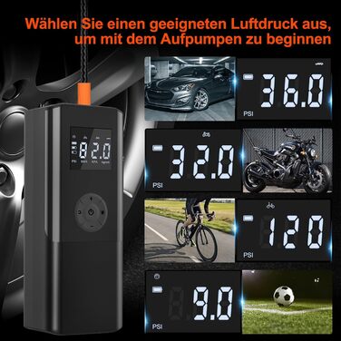 Електричний компресор для велосипедів EasyPump 12V: 150PSI, USB-C, LCD, LED, Powerbank, для всіх типів вентилів