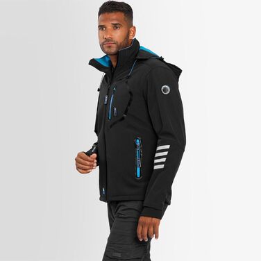 Чоловіча куртка Softshell AS301: водонепроникна outdoor-куртка з флісовою підкладкою, дихаюча, чорно-синя (5XL)
