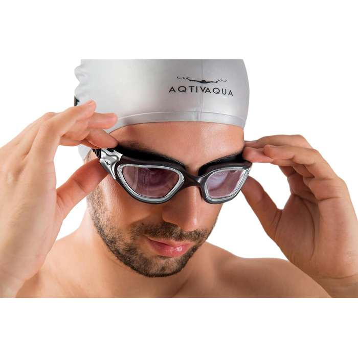Окуляри для плавання AqtivAqua DX з широким оглядом, UV-захистом, антифогом, герметичні, для басейну та відкритої води, регульований силіконовий ремінець, для дорослих і підлітків