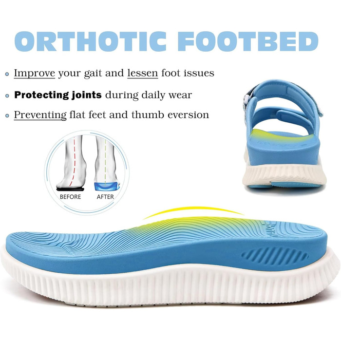 Спортивні сандалі KuaiLu жіночі з м'якою устілкою, ортопедичні, для активного відпочинку та подорожей (блакитні, 42 EU)