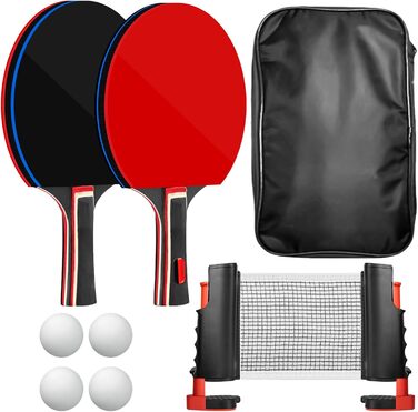 Набір для настільного тенісу: 2 ракетки, 4 м'ячі, сітка та сумка. Професійний спортивний набір для гри в приміщенні та на вулиці