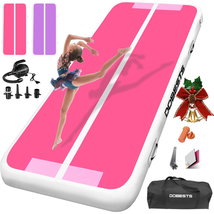 DOBESTS Airtrack Matte - Килимок для гімнастики та фітнесу, 600x100x20 см, рожевий та фіолетовий