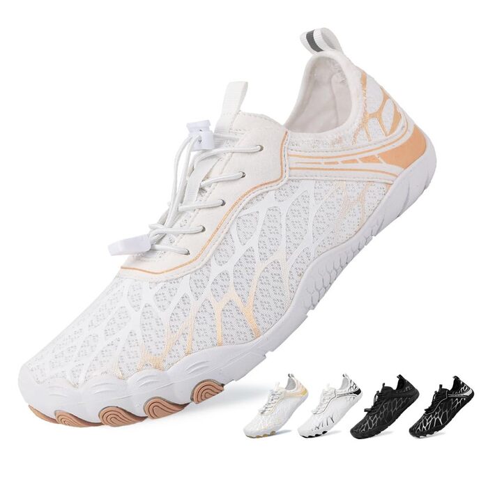 Взуття Barfuss для жінок та чоловіків: дихаючі шкарпетки-кросівки для плавання та відпочинку на пляжі, розмір 36-46 EU (42 EU, білий рожевий)