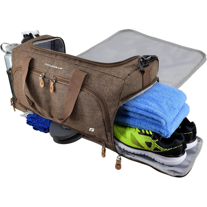 Спортивна сумка FocusGear Ultimate Gym Bag 2.0, водостійка, 10 відділень, середній розмір, зелена/коричнева, 29,8x26,7x50,8 см