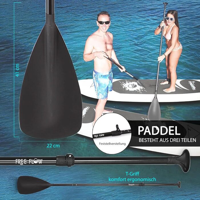 Надувна SUP-дошка SereneLife з аксесуарами, сіро-чорна, комплект для дітей і дорослих, антиковзка поверхня, насос, весло, сумка для перенесення