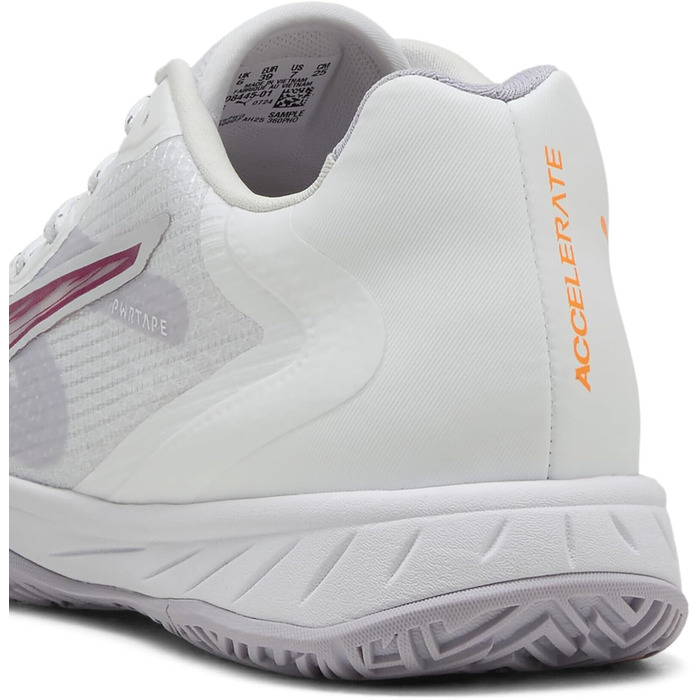Жіноче взуття для залу PUMA Accelerate Turbo W+ 4 – зальний турнірний черевик (42.5 EU, білий, фіолетовий, лайм, рудий)