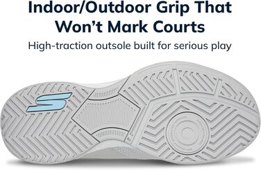 Кросівки для піклболу Skechers Viper Court Smash для залів та вулиці, розслаблена посадка, сіро-блакитні, 36 EU