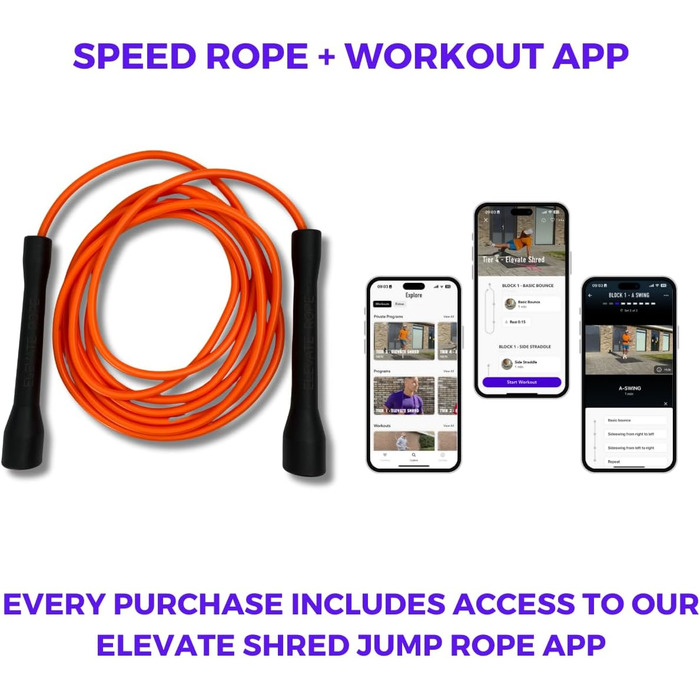 Стрибкове канат для боксерів: професійний спортивний канат Elevate Rope - регульований канат для швидкості - для боксерів та інших видів спорту - для занять в приміщенні та на вулиці - фітнес-канат (Помаранчевий/Чорний)