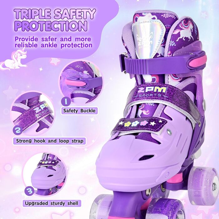 Ролики для дітей 2PM SPORTS - регульовані, рожево-блакитні, для дівчаток-початківців, для катання в приміщенні та на вулиці, розмір M (32-36 EU)