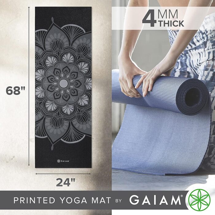 Двосторонній йога-мат Gaiam Mystic Ink, нековзкий килимок для йоги, фітнесу, 6 мм