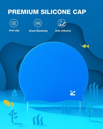 Дитячі плавальні окуляри ZIONOR G1MINI з поляризацією, антифог, UV-захистом, чорні-сині, для дівчат та хлопців 8-14 років + блакитна шапочка для плавання