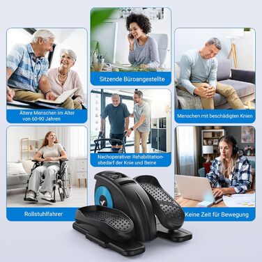 Міні еліптичний тренажер MERACH з пультом, дисплеєм, 12 швидкостей, тихий та портативний степер для дорослих, молоді та людей похилого віку, чорний