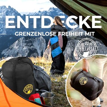 Спальний мішок HIMMELSZELT 4 сезони -5°C до +10°C, 220x85см, водонепроникний, DRYSHIELD, для кемпінгу, туризму, риболовлі, чорно-синій