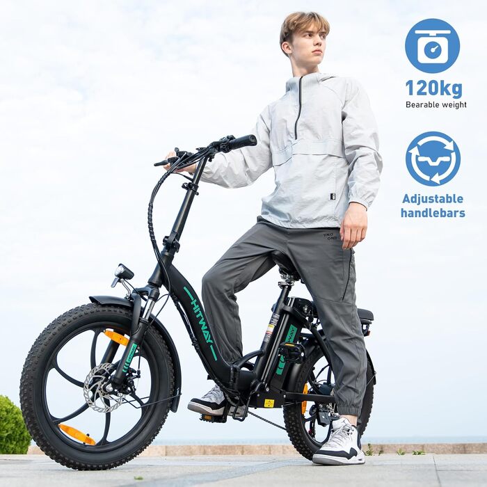 Електровелосипед HITWAY 20 дюймів Fat Tire, складаний, 250W, 36V, 12Ah, запас ходу 35–90 км