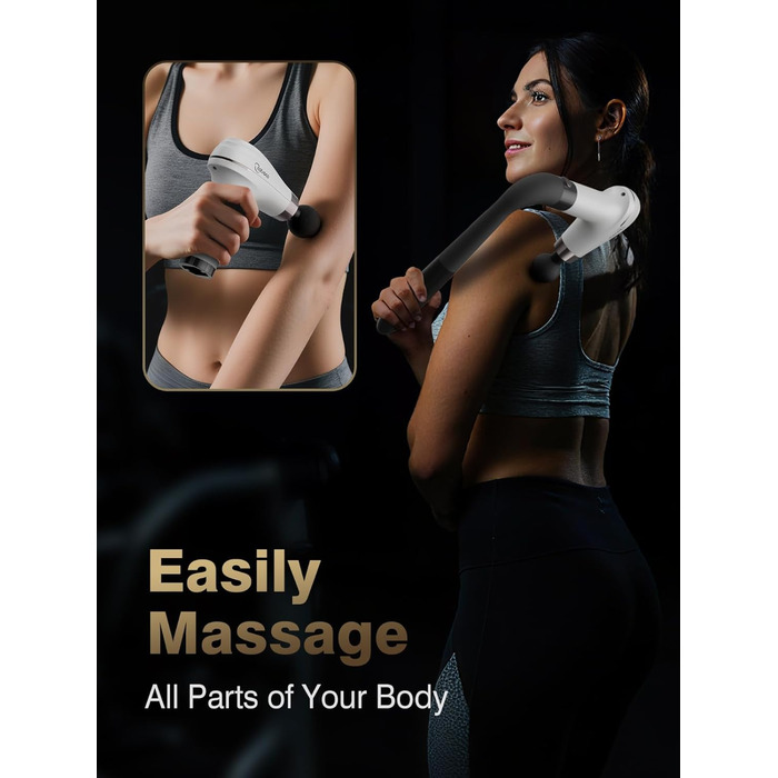 Масажер для тіла Cotsoco з подовженим насадженням, масажний пістолет для спини з 4 насадками та 6 рівнями швидкості, подарунок для чоловіків та жінок, чорний