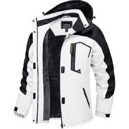 TACVASEN жіноча куртка-перехідник, тепла зимова куртка, куртка для походів, гірськолижна куртка з водонепроникною блискавкою, білий та чорний колір