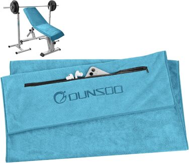 Рушник для фітнесу DUNSOO 120x50 см: спортивний рушник з мікрофібри з кишенею на блискавці для залу та тренувань