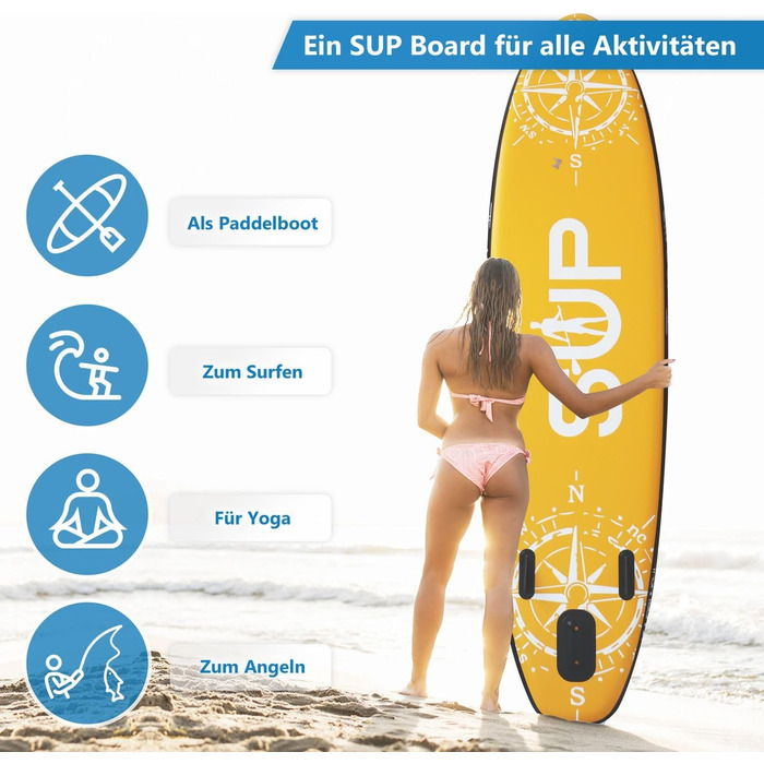 Надувний SUP Board 24MOVE® з аксесуарами: для йоги, серфінгу, дітей та дорослих, 366x80см, помаранчевий