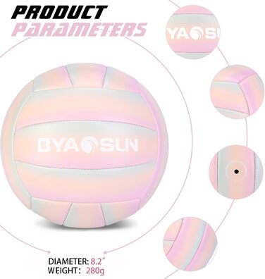 Волейбольний м'яч BYAOSUN, розмір 5, для гри в приміщенні, на вулиці та на пляжі. Ідеальний для тренувань, початківців, підлітків та дорослих