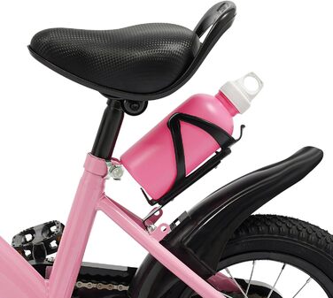 Дитяче велосипед 12 дюймів з регульованою висотою сідла, для дітей 2-5 років. Тренувальний велосипед з додатковими колесами, кошиком та пляшкою. Підходить для дівчаток та хлопчиків (Рожевий)