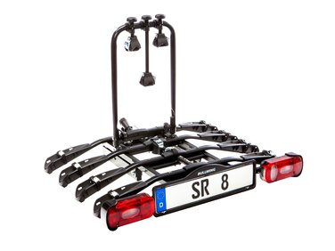 Велосипедний тримач Bullwing SR8 на 4 велосипеди для фаркопу авто, задній, відкидний, з замком та кріпленням до стіни
