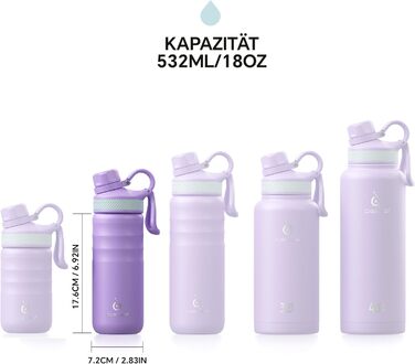 Вакуумна пляшка для води IDEUS 540 мл, нержавіюча сталь, подвійні стінки, спортивна металева фляга з герметичною кришкою, фіолетова